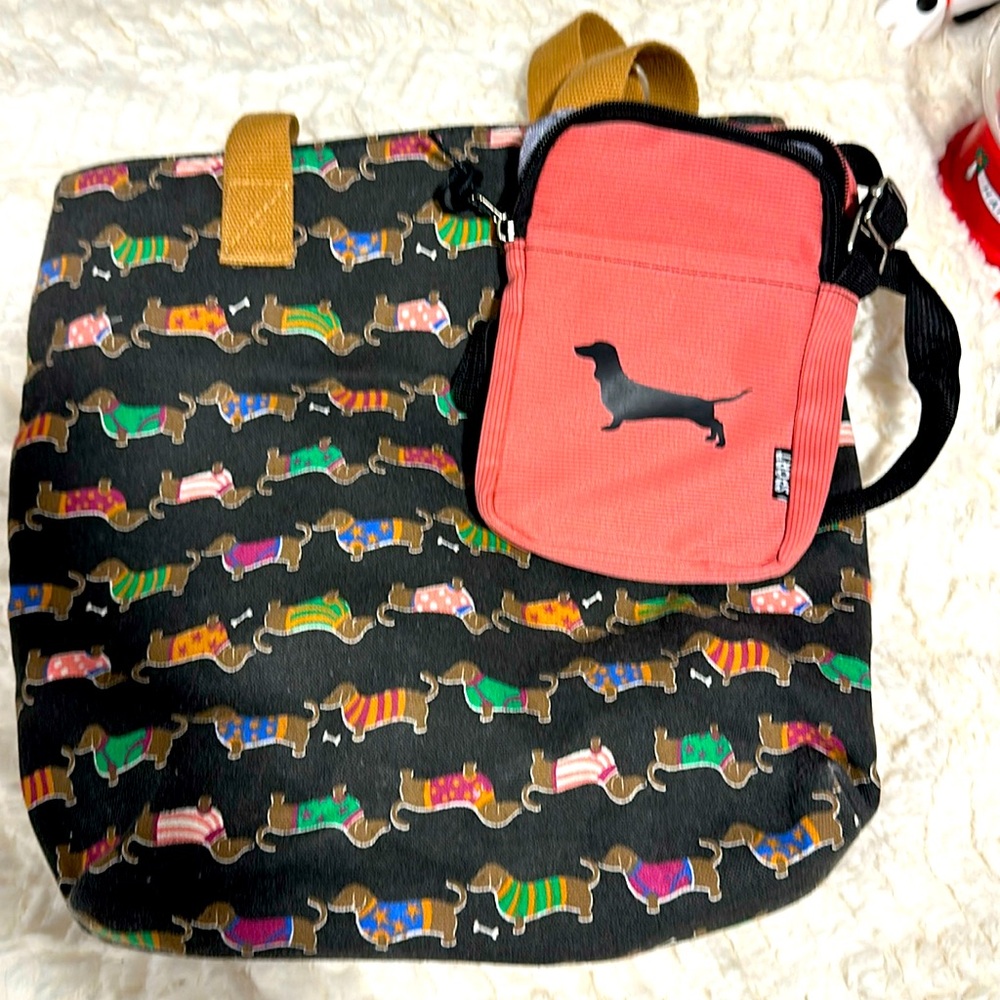 Dachshund tote and small shoulder bag